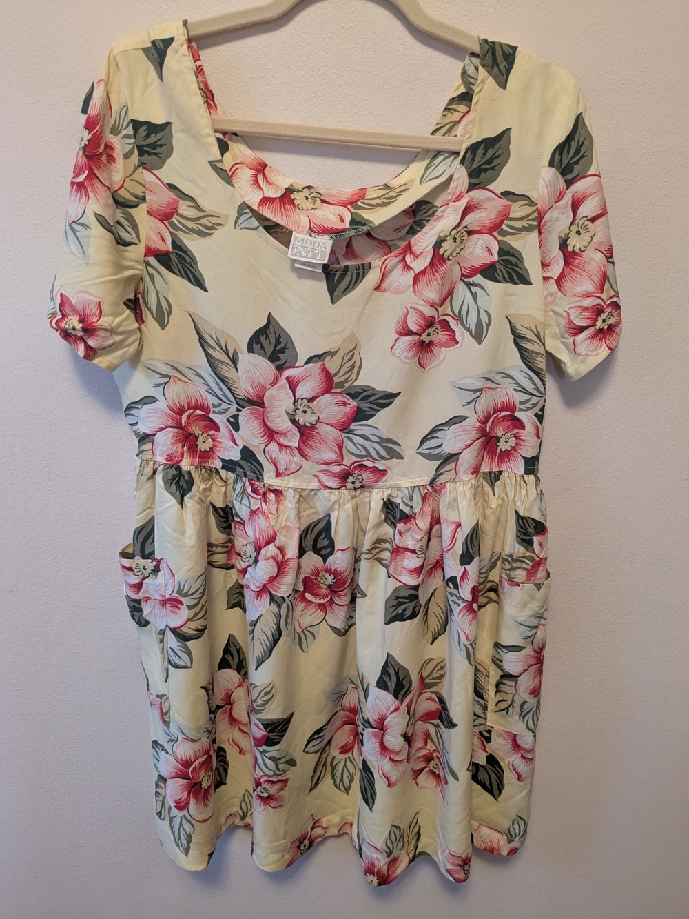 Moda International Cream Dress with Pink Floral Print